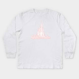 Happily Ever After Magic Castle Millennial Pink Kids Long Sleeve T-Shirt